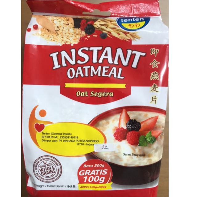 

Oatmeal Instant Whole Grains Bebas Kolesterol 400 gr