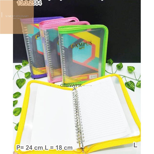 

Binder A5 Note Transparan Resleting Buku Campus/vinestationary