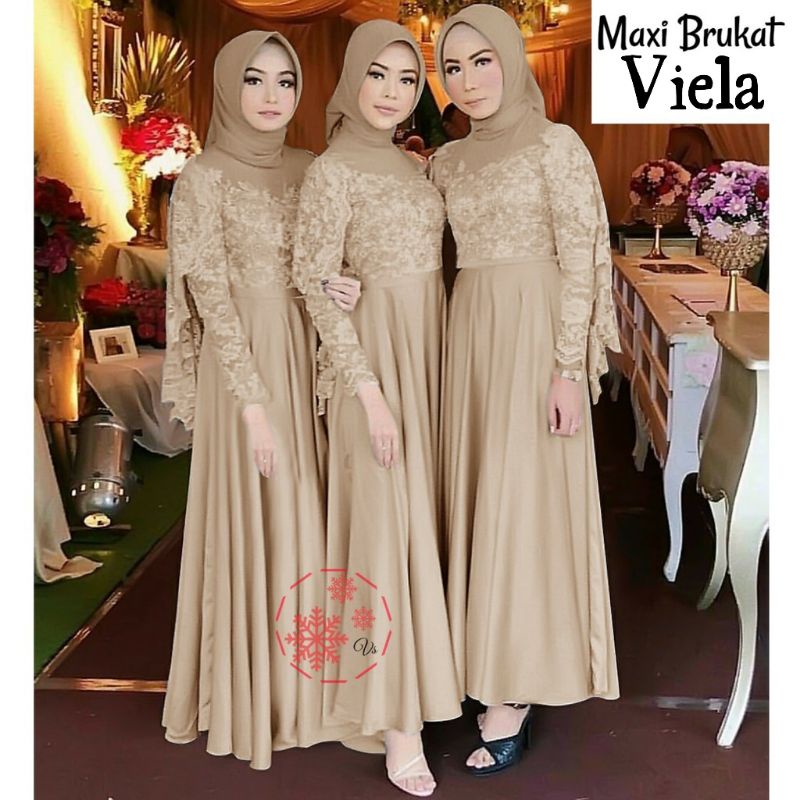 Jual BAJU DRESS GAMIS BROKAT BRUKAT TULANG LENGAN PANJANG FASHION