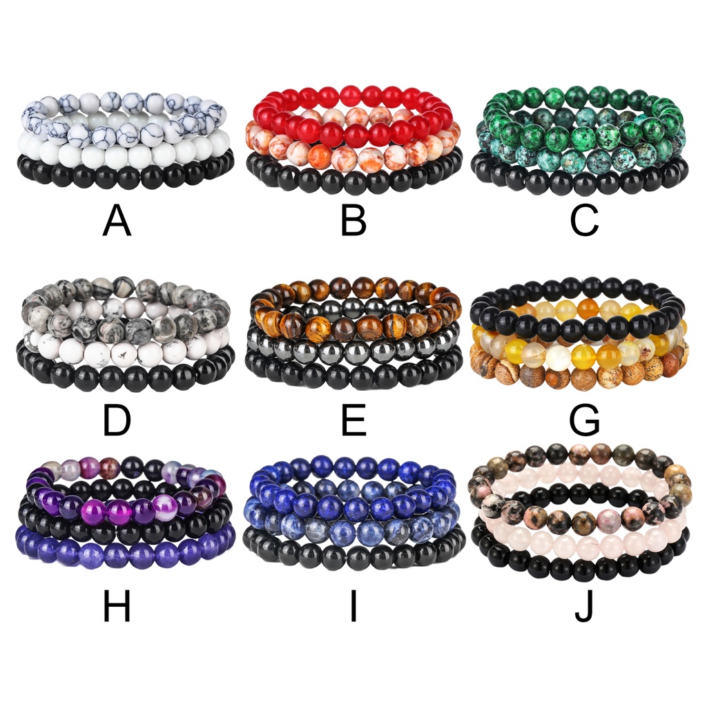 Hu Hu Hu Hu Hu Alat Bantu Pasang Kacamata♡ 3pcs / Set Gelang Tali Elastis Hias Batu Akik Mata Harimau Warna Biru Emas Untuk Wanita