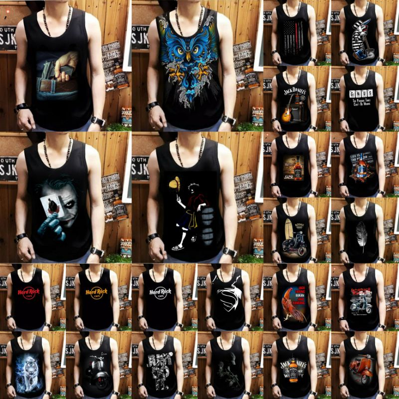 Singlet Pria Motif BARU UkURAN XXL SINGLET MOTIF / kaos cowok / kaos singlet / kaos dalem JUMBO LD BESAR muat sampai BB 100 keatas/ Shalch trendy