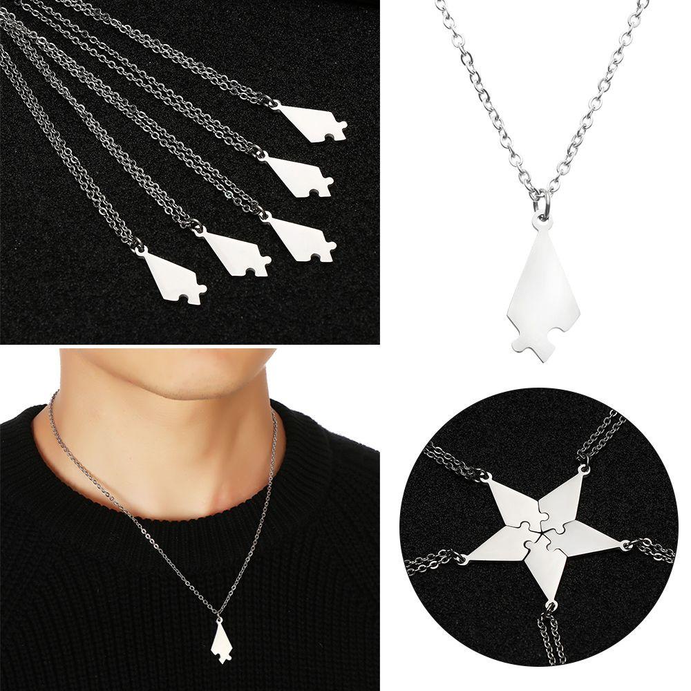 PINEAPPLE 5Pcs / Set Friendship Necklace Men Women Birthday Gift Puzzle Piece Stitching BFF Necklaces