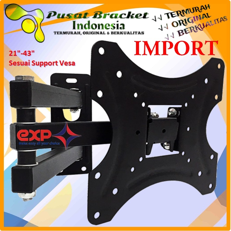 Bracket TV XIAOMI 14 s/d 43 inch 6 ARAH FULL BESI SUPER KOKOH GARANSI 100% ORI