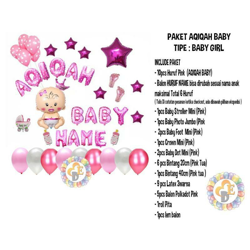 SET PAKET DEKORASI AQIQAH BONUS NAMA BABY