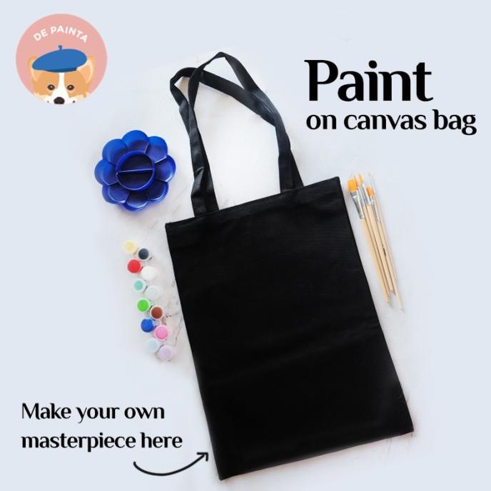 Paket Melukis / Set Alat Lukis Tas Kanvas / Painting On Tote Bag