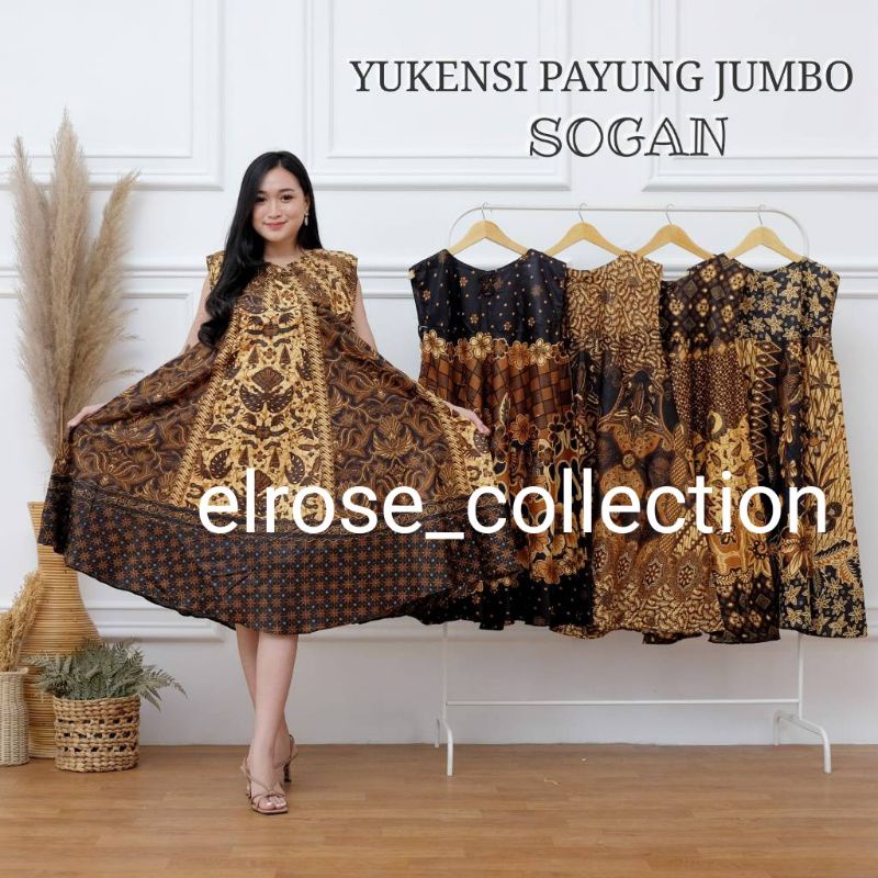 DASTER YUKENSI PAYUNG JUMBO SOGAN DRESS KEKINIAN BATIK RAYON MURAH