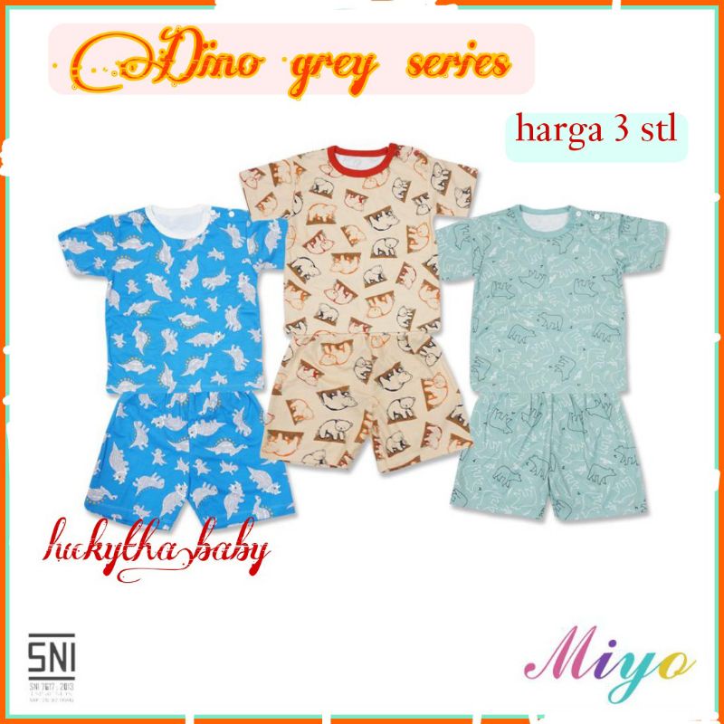 3pcs_miyo by LIBBY SETELAN PENDEK GEORGE MONKEY , dino grey series, STARGAZING  S.M.L / SETELAN MIYO BY LIBBY TERBARU