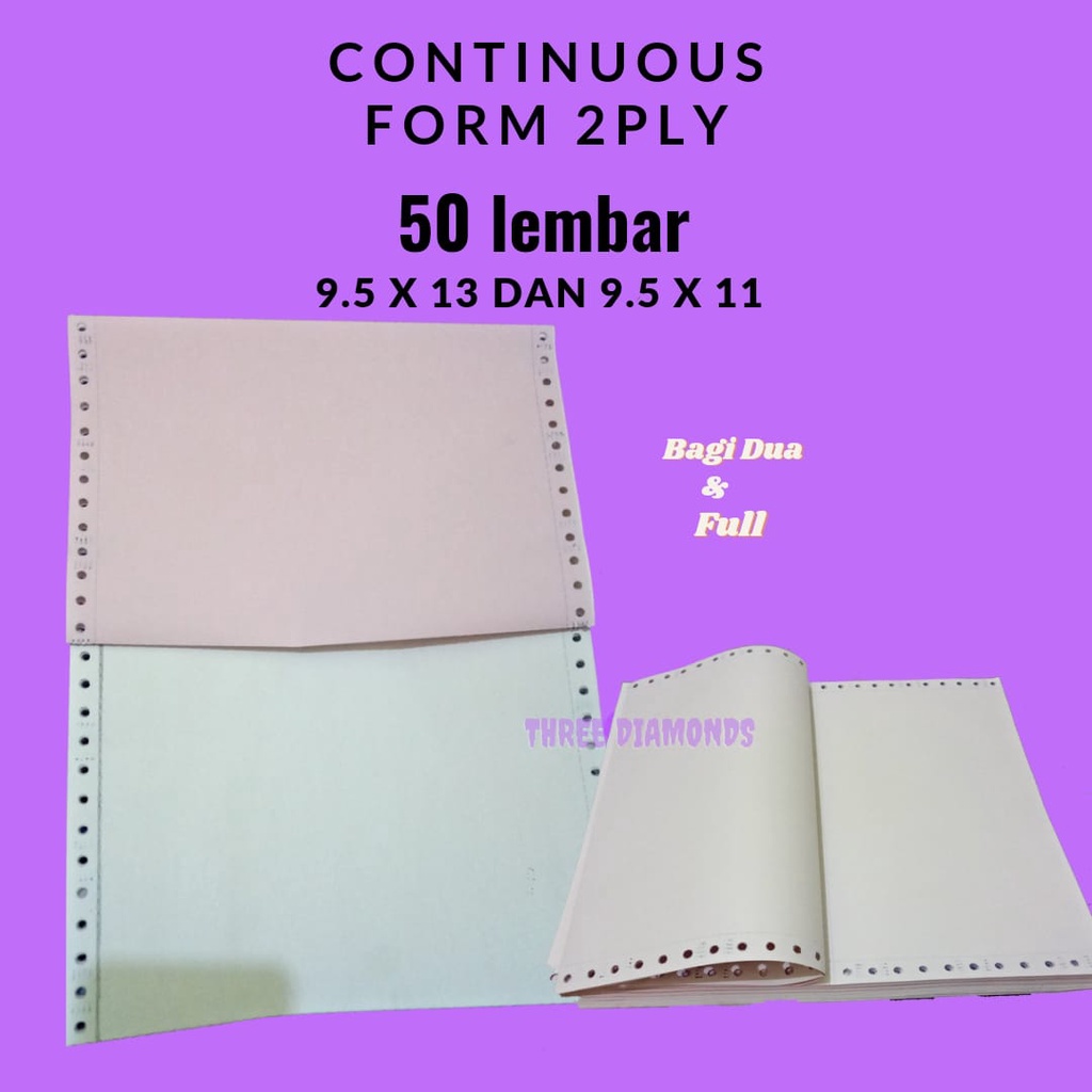 

(50 LEMBAR) Continuous Paper 2 ply 9.5x13 /2 dan 9.5x11 /2 Kertas Faktur Invoice Surat Jalan Nota NCR
