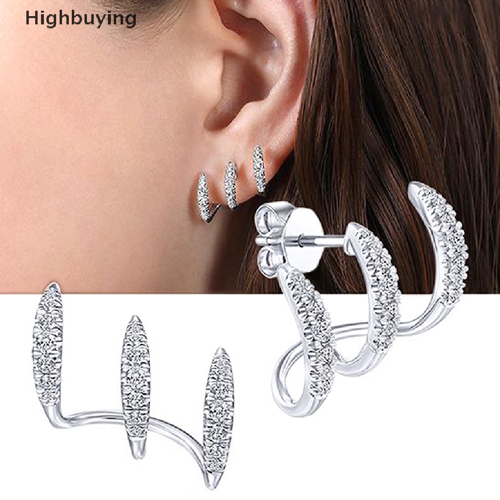 Hbid 1 Pasang Anting Tusuk Desain Cakar Hias Zircon Gaya Modern / Minimalis Untuk Wanita Glory