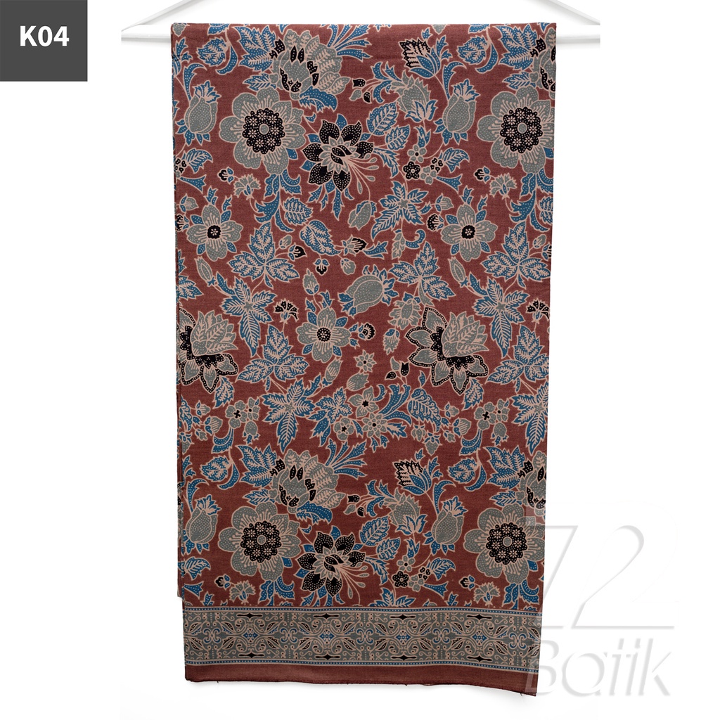 KAIN BATIK PREMIUM Bahan Katun Motif Kembang Warna Orange 721191 Cap 72 Jarik Jarit Samping Kebat Panjang Batik Katun Modern Premium Bahan Seragam Batik Pernikahan Kantor Keluarga Murah Kamen Jadi Batik Bali Lembaran