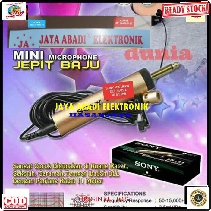 G113 Sony Mic Jepit mik Kancing kabel 8 meter microphone klip on kerah baju mikrophone Clip Condensor sensitif peka aux mikrophone mik karaoke sound system audio youtuber cable G113  Bisa DIPAKAI SEGALA JENIS AUDIO SOUND  PEKA SENSITIF  PAKAI BATERAI AA X