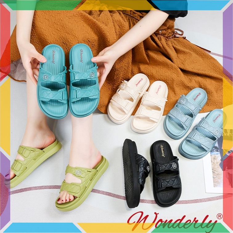 2000-1 Sandal Selop Karet Wanita Ban 2 Wonderly Sendal Slop Cewek Strap 2in1 Import Tawana