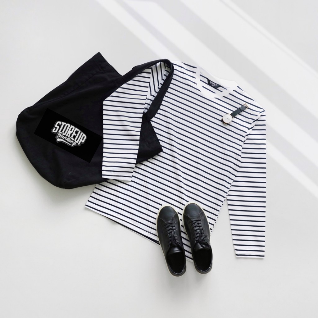 KAOS STRIPE LENGAN PANJANG PRIA DAN WANITA // KAOS DISTRO