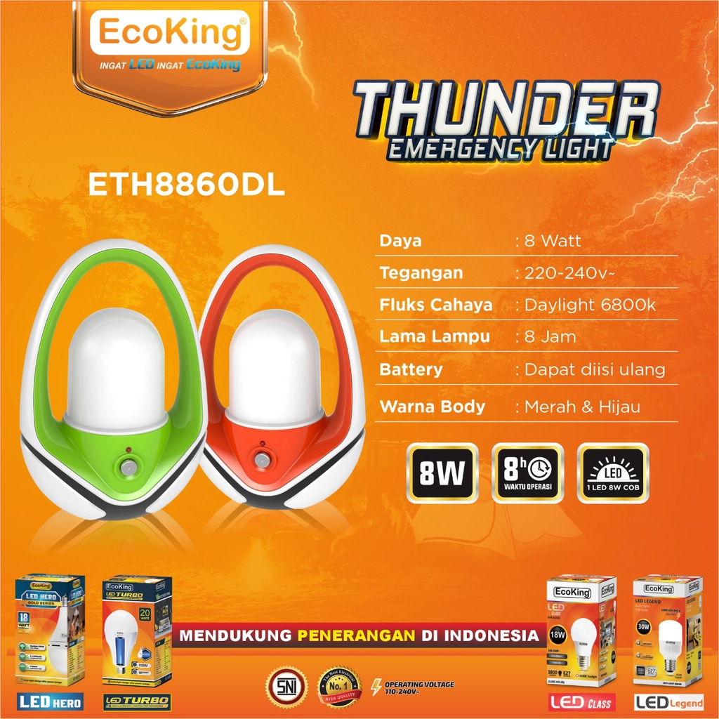 Beliajadulu88 lampu emergency lampu darurat 10watt ecoking thunder ETH8870DL