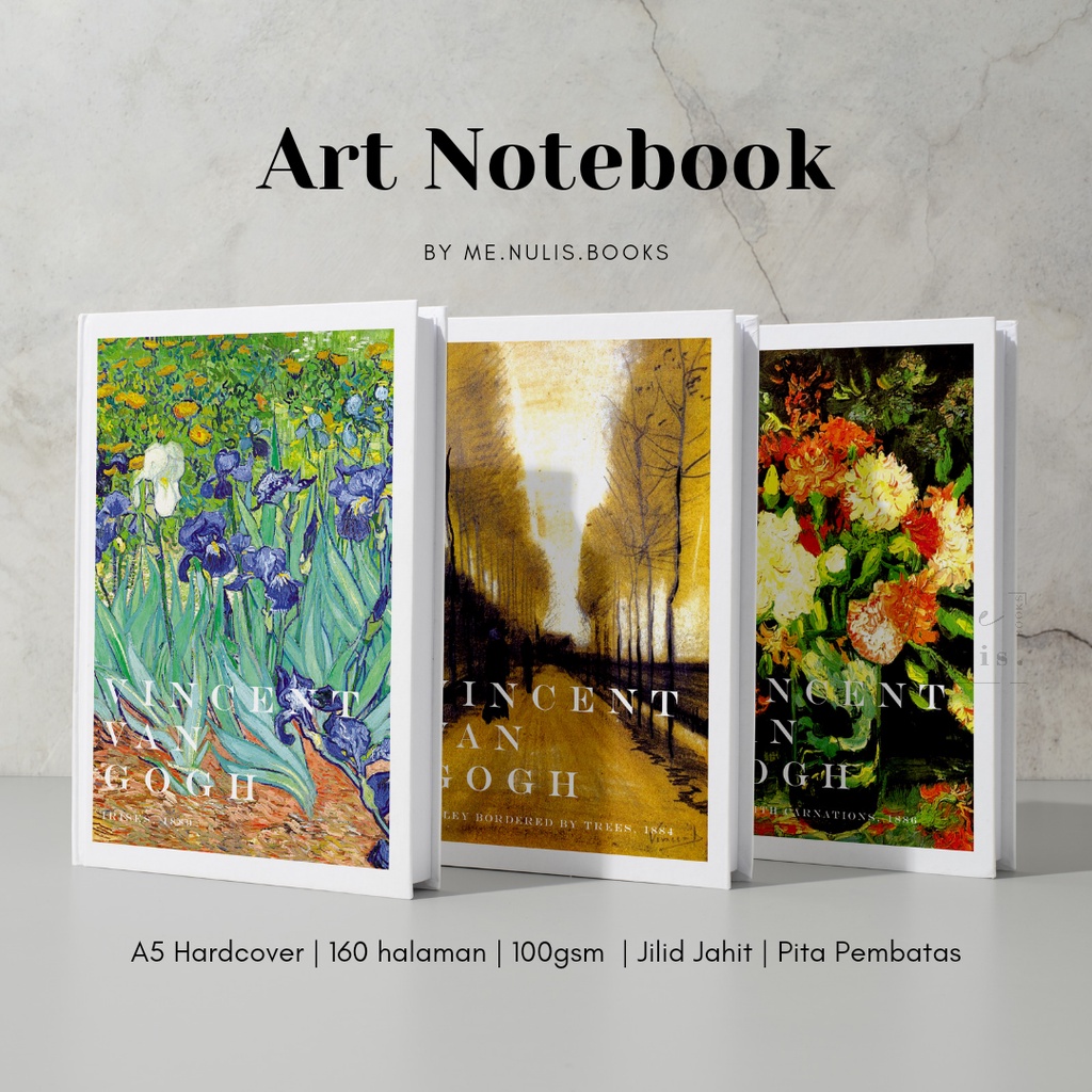 

NOTEBOOK A5 HARDCOVER POLOS BLANK READY STOCK bujo, agenda, bullet journal, artwork, van gogh