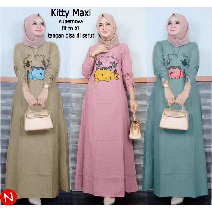 Baju Wanita Terbaru,Terkini,Terlaris dan Termurah Kitty Maxi LMS 7294 75190 7971