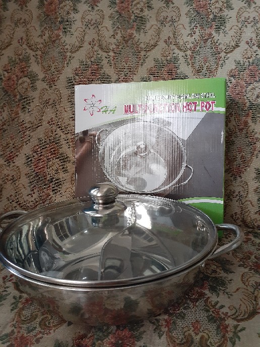 Shabu Shabu Hot Pot Panci Stainless Steel Hot Pot 2 Sekat 28cm