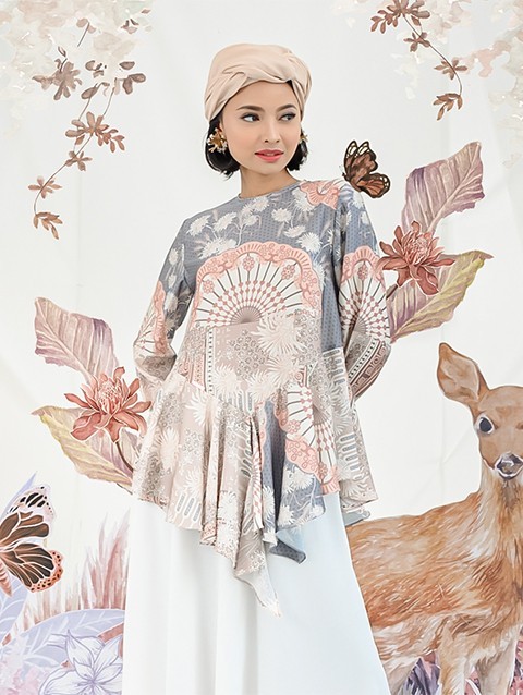 Kyra Blouse in Powder Blue - Wearing Klamby