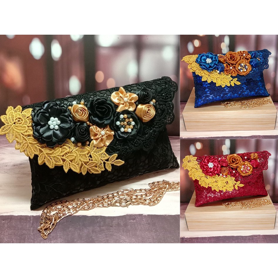 RJ CRAFT - Clutch Pesta Trendy Clutch Brokat Premium Clutch Kondangan Clutch Party Wanita Sling Bag