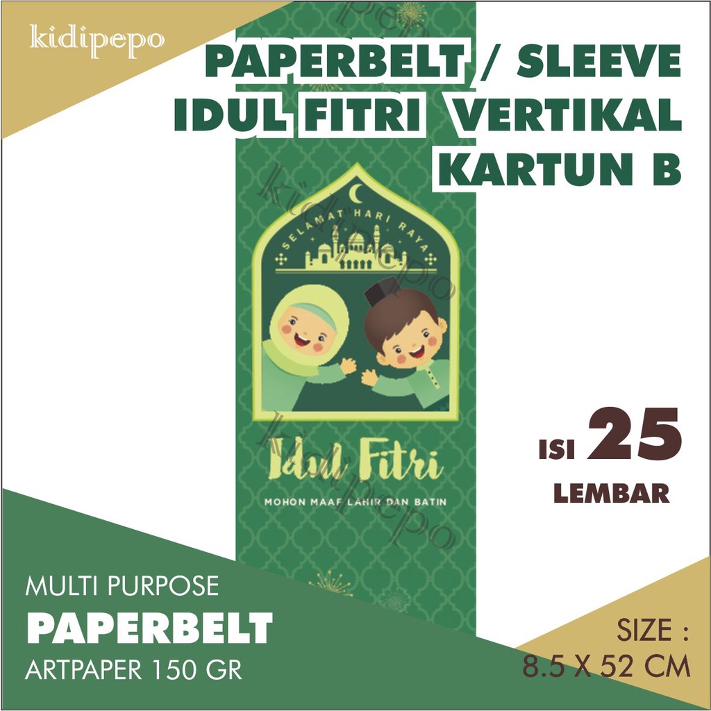 

PAPERBELT / SLEEVE IDUL FITRI VERTIKAL KARTUN - ISI 25 LEMBAR