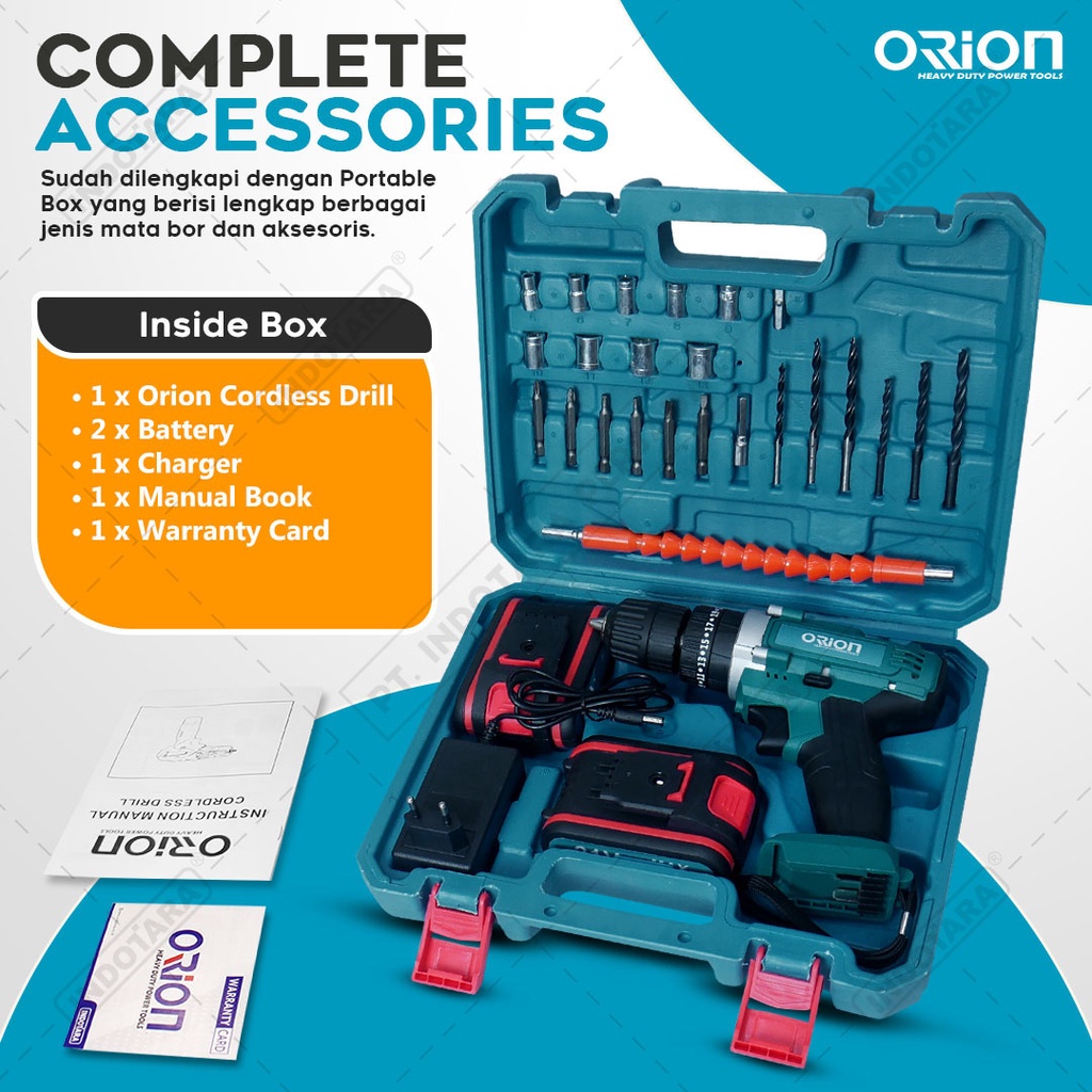 Mesin Bor Baterai / Cordless Drill / Bor Tangan Baterai 21V Orion CD2100V