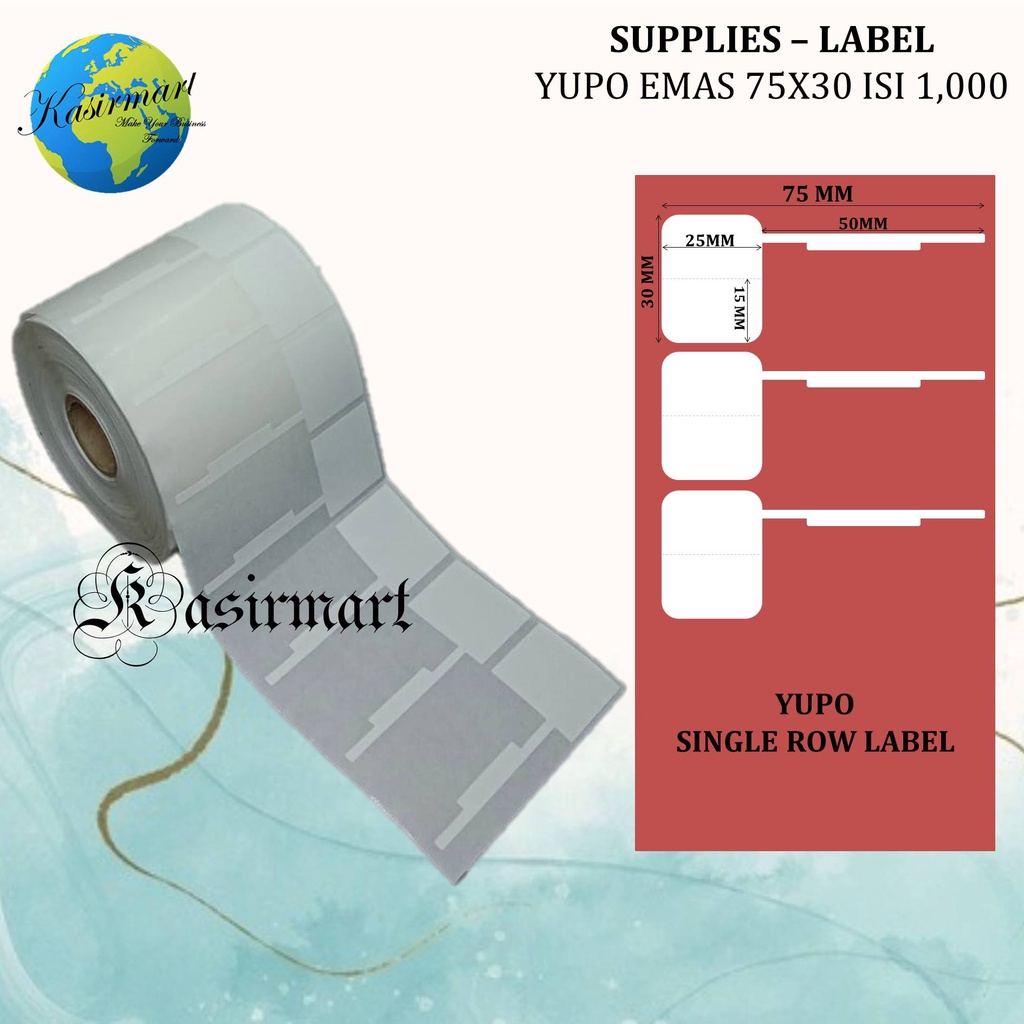 Label Barcode Yupo Emas 75x30 isi 1000 Stiker Toko Emas Jewelery