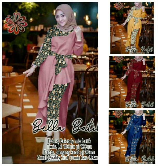 ST Set Stelan Tunik Layer Celana Bella Batik