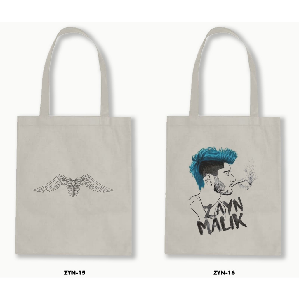 Tas Tote Bag Resleting Kanvas/Blacu  - Zayn Malik .01