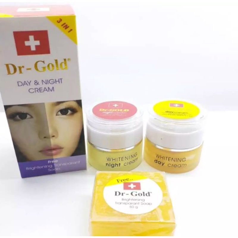 DR GOLD SET 3IN1 WHITENING DAY &amp; NIGHT CREAM + SABUN ORIGINAL BPOM