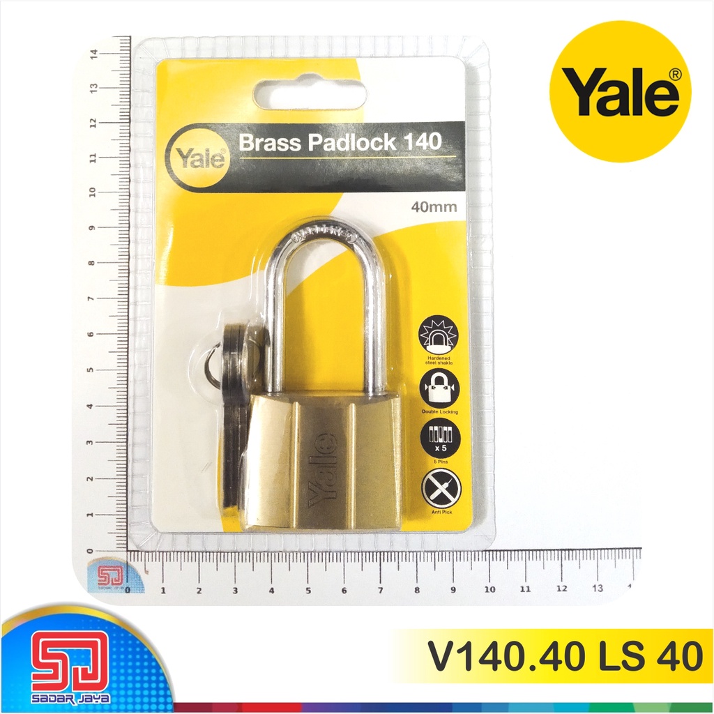 Yale V140.40 LS 40 Gembok Pagar Tralis Kuningan 40mm Leher 40mm Padlock Brass Hardened Steel