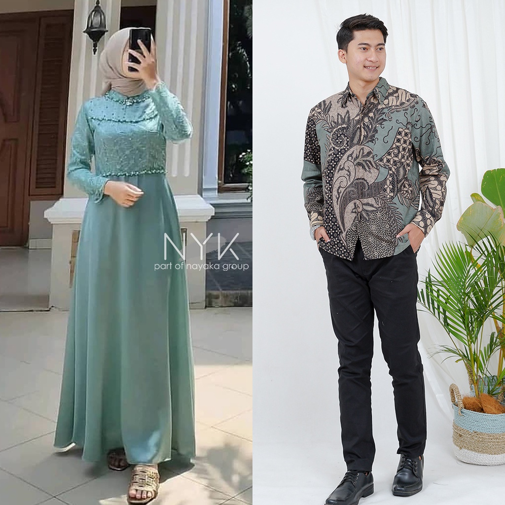 (SPESIAL COUPLE LEBARAN) Gamis Elegant Terlaris - Sarimbit Gamis - Couple Tiara - Maxi Tulle Mutiara Premium - Gamis Muslimah Terkini - Gamis Kondangan - Gamis Modern 2022 - Couple Batik Lamaran - Baju Pesta Seragaman