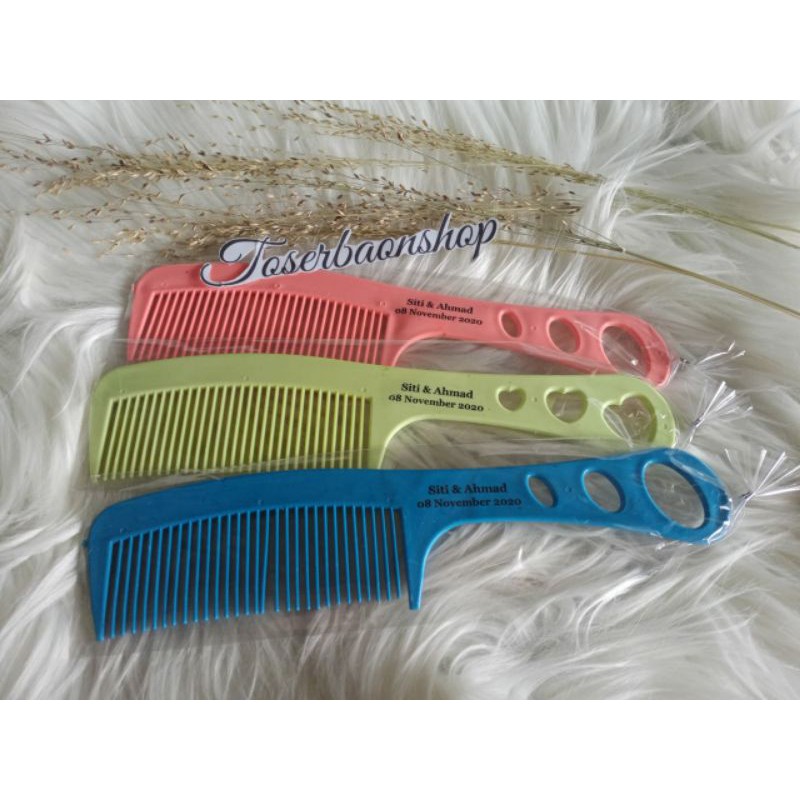 SISIR BESAR Souvenir pernikahan sisir lubang SABLON NAMA PENGANTIN