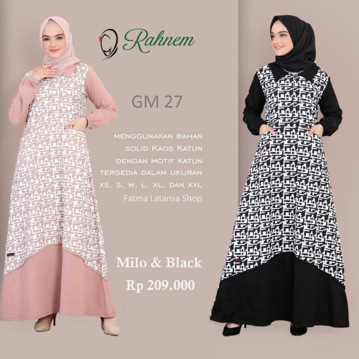 Gamis wanita gamis dewasa + rahnem gm 27+ gamis wanita +baju muslim busui friendly - Hitam, S dewasa