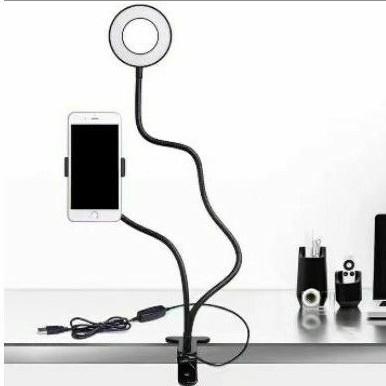 Ring light Lazypod 3 Mode with Phone holder 2in1 Jepit meja Ringlight