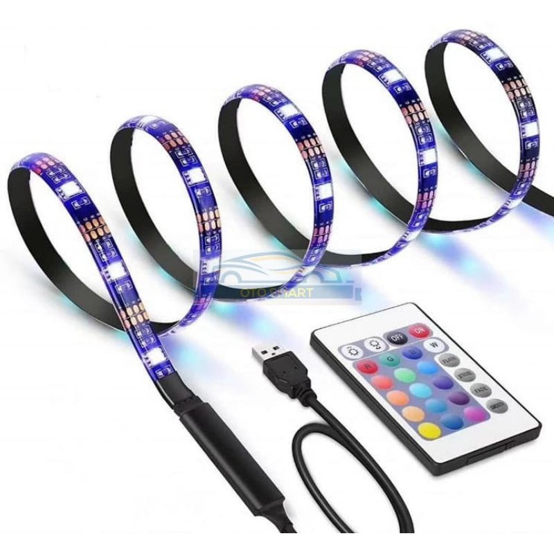 LAMPU LED STRIP USB 5V  5050 60SMD+REMOT RGB UNTUK DEKORASI RUMAH /MOBIL /KOMPUTER/TV/ 2M 3M 5M