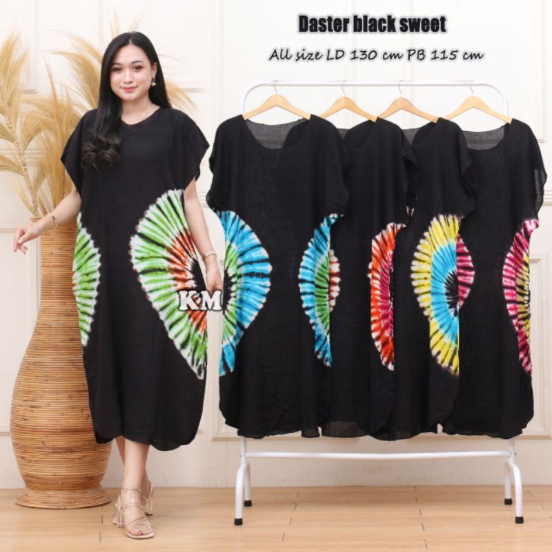 DASTER RAYON MOTIF ABSTRAK BLACK SWEET BUKAN BUSUI KEKINIAN MOTIF JUMPUTAN BALI