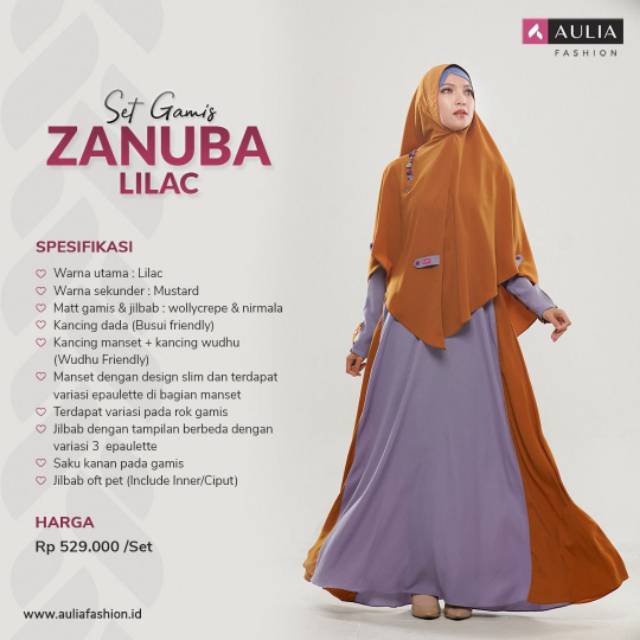 GAMIS AULIA ZANUBA LILAC / GAMIS AULIA DEWASA