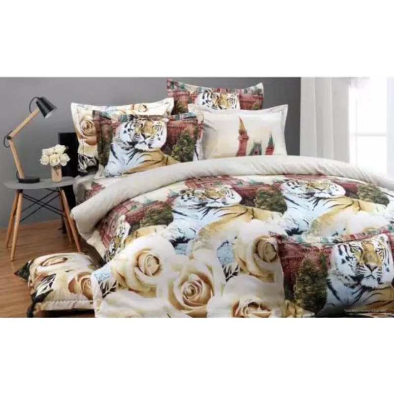 BEDCOVER + SPREI RUMBAI 180X200 KENDRA PREMIERE TIGER CASTLE