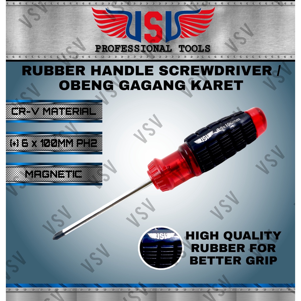 VSV Obeng gagang karet 6x100[+] / Obeng karet 6x100[+] / screwdriver