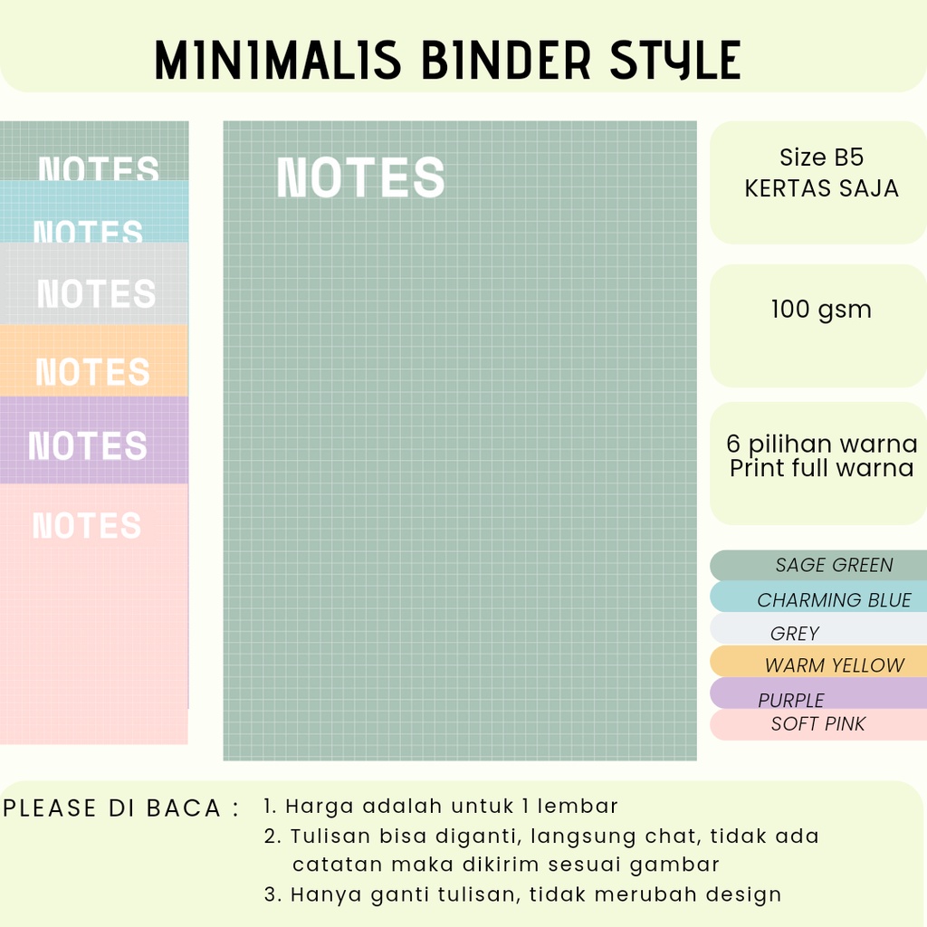 

(ISI 10 LEMBAR) MINIMALIS BINDER GRID STYLE - ISI BINDER A5 B5 LOOSE LEAF- JURNAL PLANNER TUGAS NOTES NOTEPAD KULIAH SEKOLAH AESTHETIC STICKER