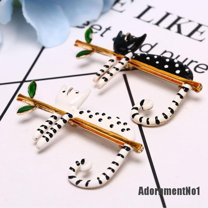 (Adornmentno1) Bros / Pin Motif Kucing + Ranting Untuk Aksesoris Pakaian