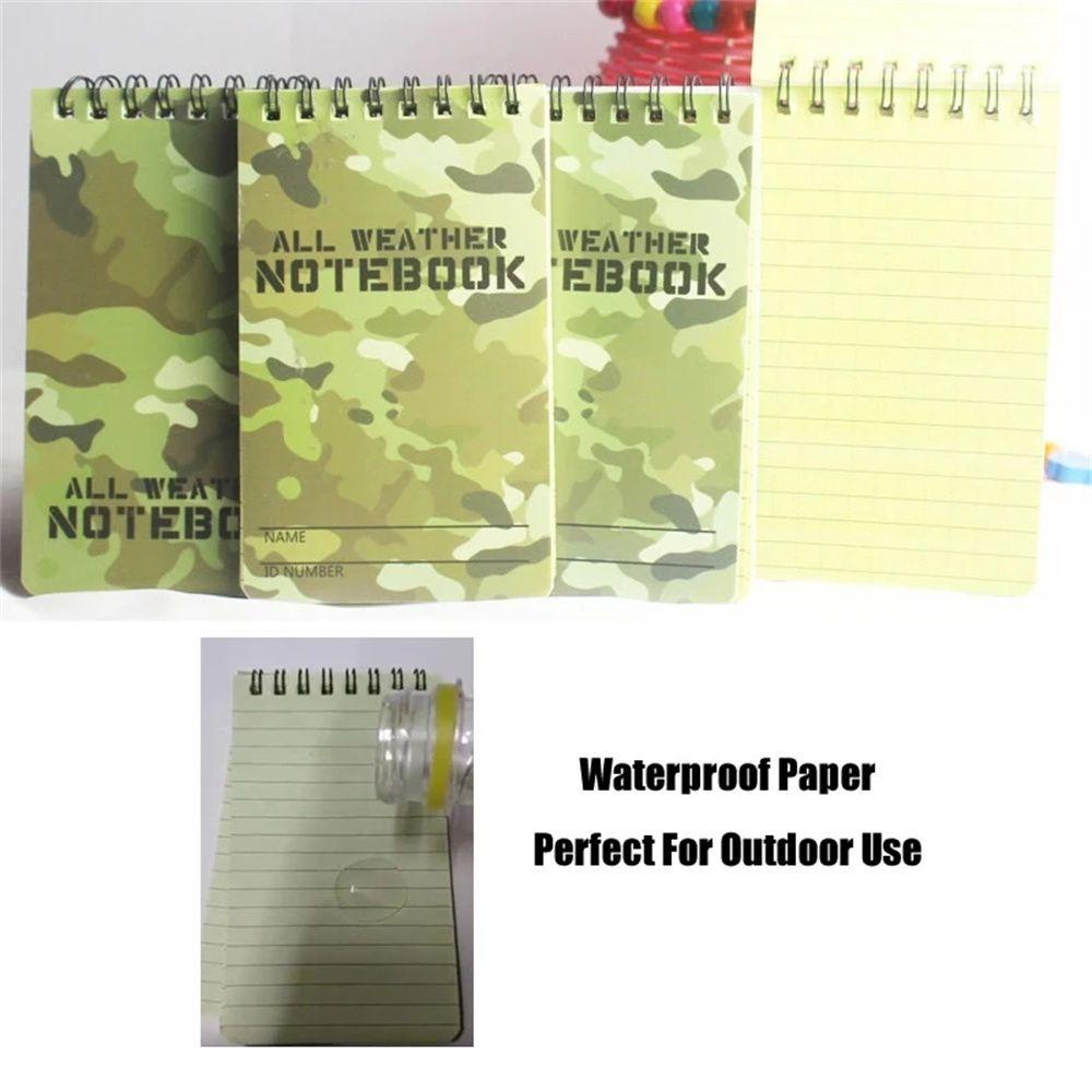 LANFY Waterproof Note Pad Kamuflase Perlengkapan Sekolah Memo Pad Loose-leaf Outdoor Notebook Tahan Air Kertas Tulisan