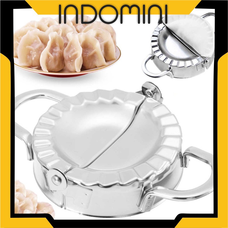 INDOMINI R358 SS STAINLESS CETAKAN PASTEL PANGSIT DUMPLING ALAT ROUND SILVER DIMSUM DUMPLING MOLD