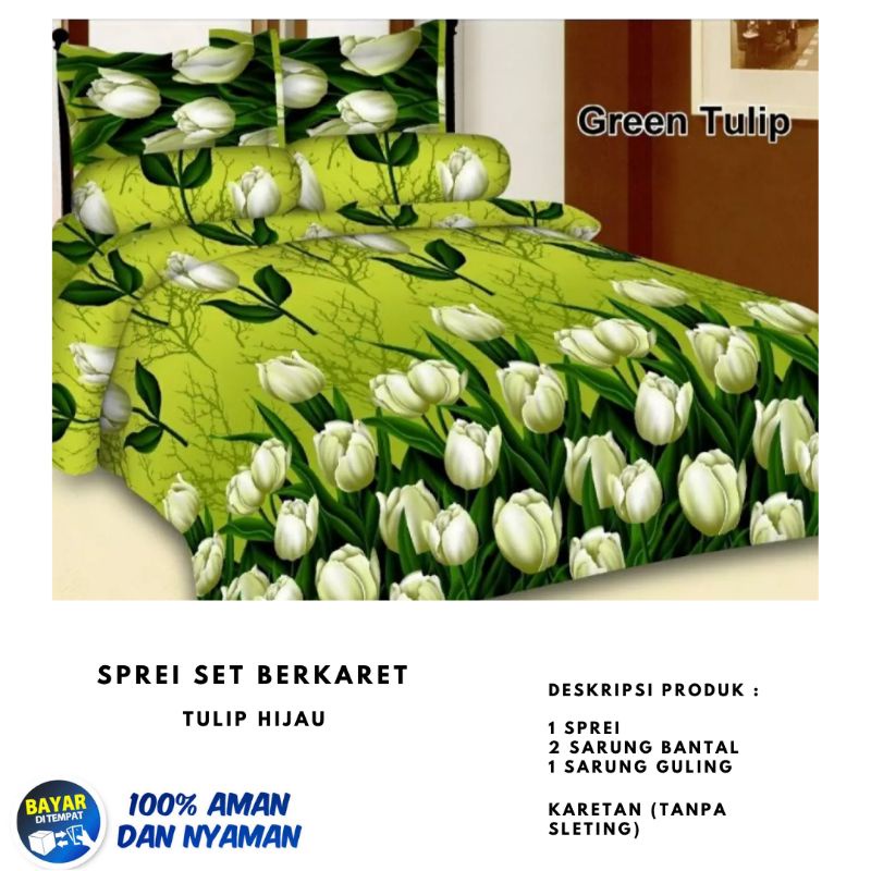 SPREI RUMAHAN BUNGA TULIP / SPREI MOTIF 3D