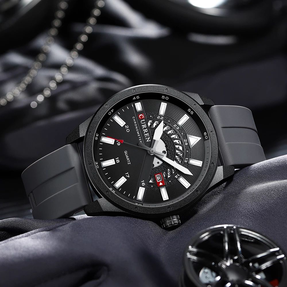 CURREN 8421 Jam Tangan Pria Analog Tali Silicone Chronograph Aktif CURRENOS-2