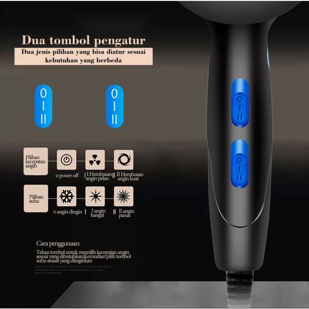 Hairdryer DF 6830 / Hair dryer salon / -4th gear: strong wind / small wind / hot / cold