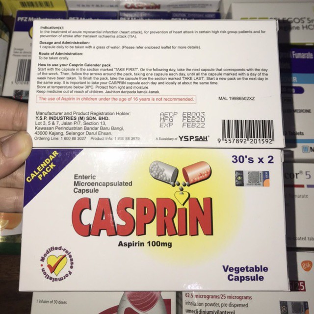 Casprin Aspirin 100mg isi 60 (READY) EXP 2026