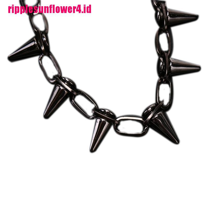 Kalung Choker Rantai Rivet Gaya Punk Rock Untuk Wanita