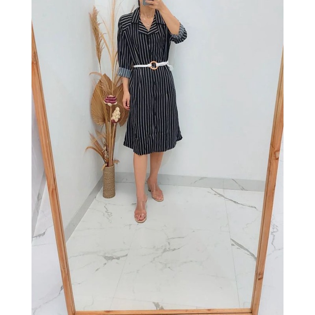 Salur tied dress / dress salur wanita / tunik salur wanita / dress kantor wanita