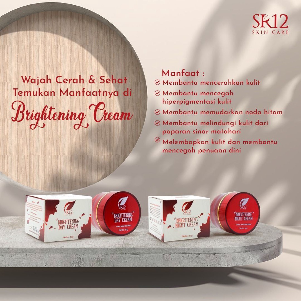 SR12 Krim Pemutih Wajah Brightening Day Night Cream Melembabkan Kulit Wajah BPOM